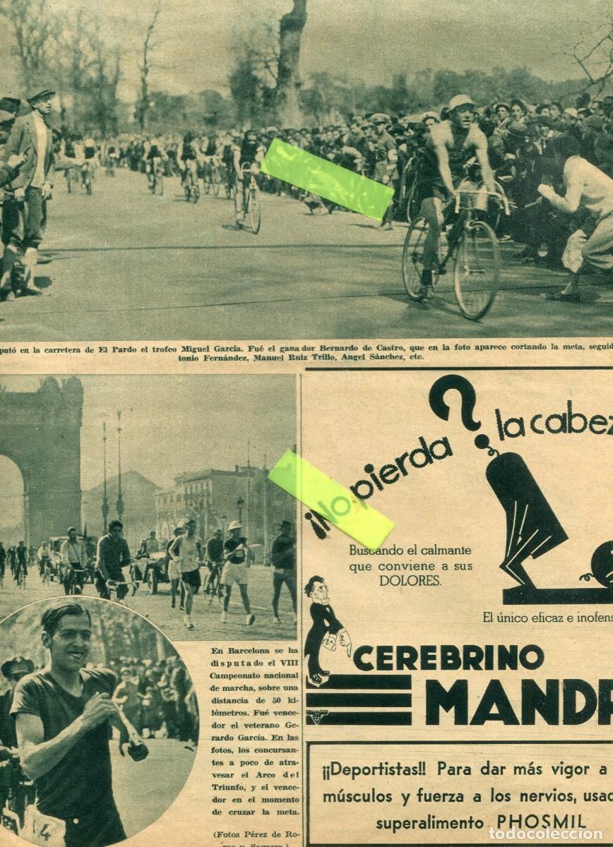 Coleccionismo de Revistas y Peri&oacute;dicos: REVISTA A&Ntilde;O 1935 CICLISTA MIGUEL GARCIA BERNARDO DE CASTRO MARCHA BARCELONA GERARDO GARCIA