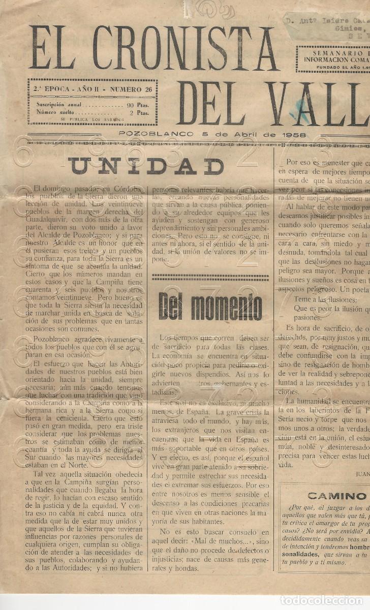 Collectionnisme de Revues et Journaux: POZOBLANCO EL CRONISTA DEL VALLE SEMANARIO 1958 N&ordm; 26 U97