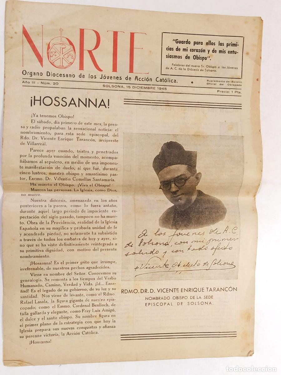 Coleccionismo de Revistas y Peri&oacute;dicos: SOLSONA - NORTE - ORGANO DIOCESANO DE LOS JOVENES DE ACCION CATOLICA - A&Ntilde;O 1945 NUMERO 20 -VER FOTOS