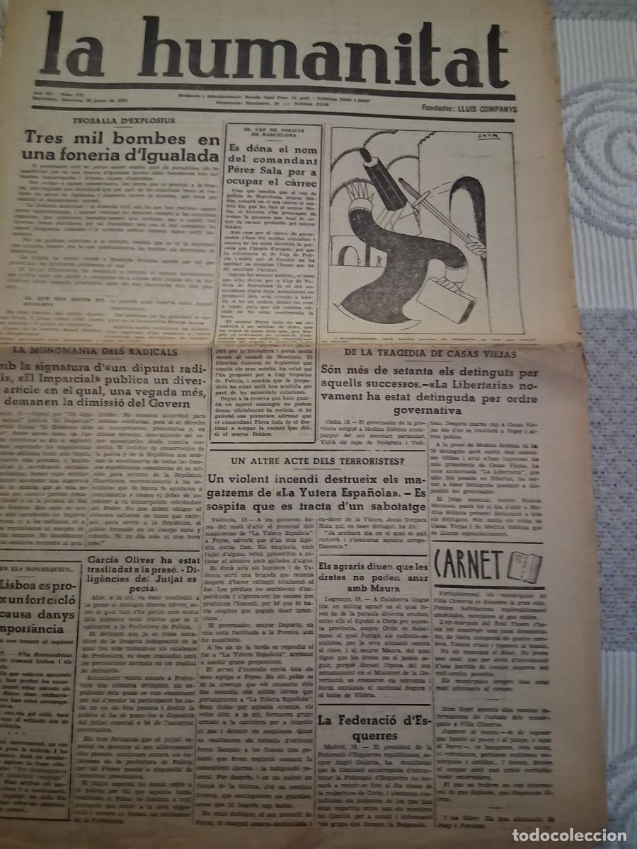 Coleccionismo de Revistas y Peri&oacute;dicos: HUMANITAT, (Peri&oacute;dic, Fundador L. Companys )372, 18 gener de 1933