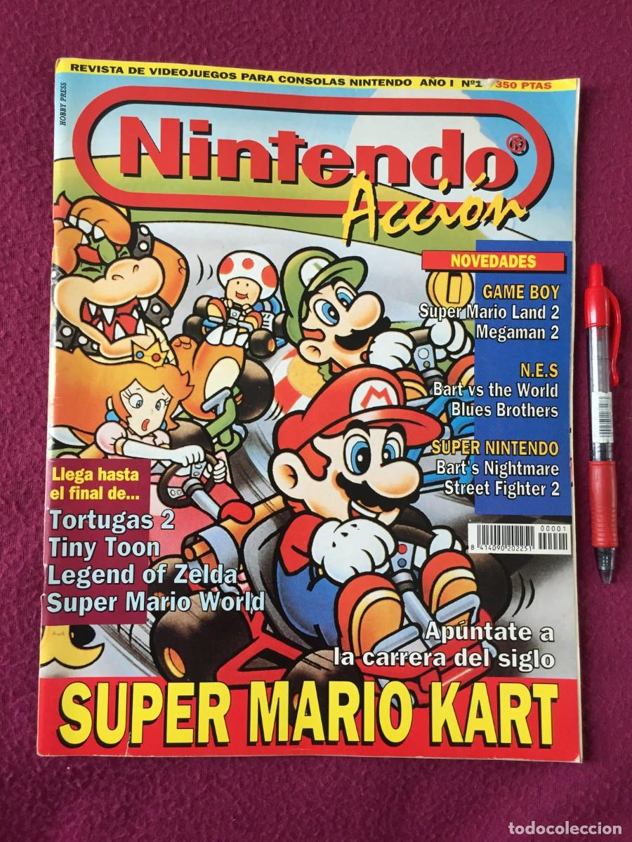 Coleccionismo de Revistas y Peri&oacute;dicos: REVISTA ANTIGUA NINTENDO ACCION A&Ntilde;O 1 NUMERO 1 CONSOLAS NINTENDO NES GAME BOY SUPER MARIO KART 1991