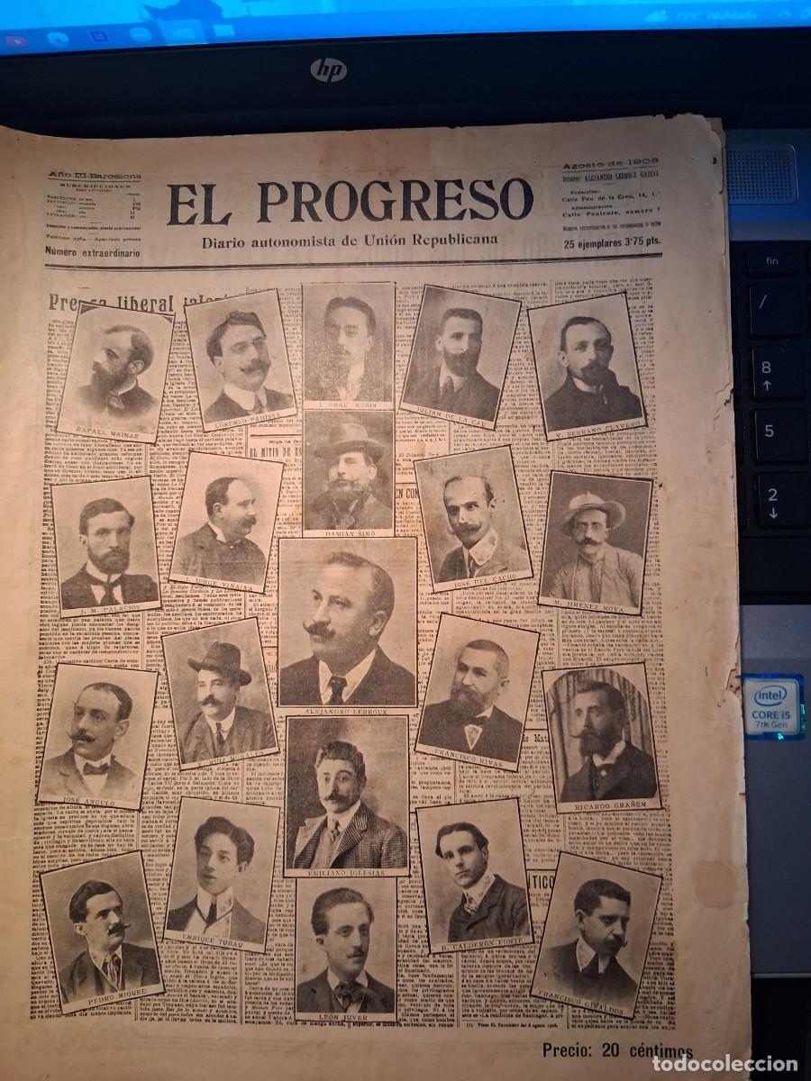 Collection Magazines and Newspapers: PROGRESO, El Diario autonomista de Uni&oacute;n Republicana. Barcelona Agosto de 1908,