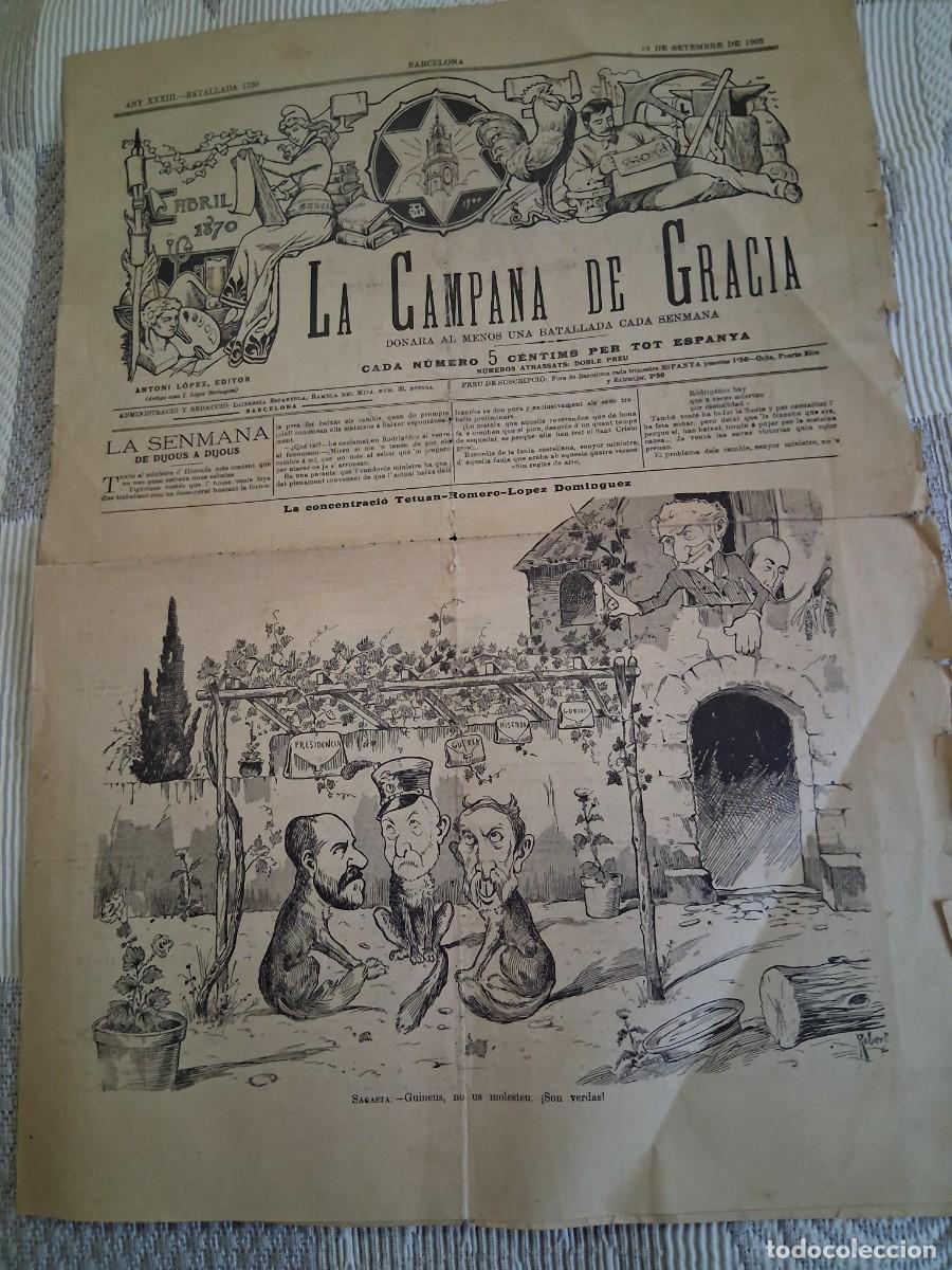 Collezionismo di Riviste e Giornali: CAMPANA DE GRACIA, La: Barcelona n&ordm; 1739, 13 setembre 1902