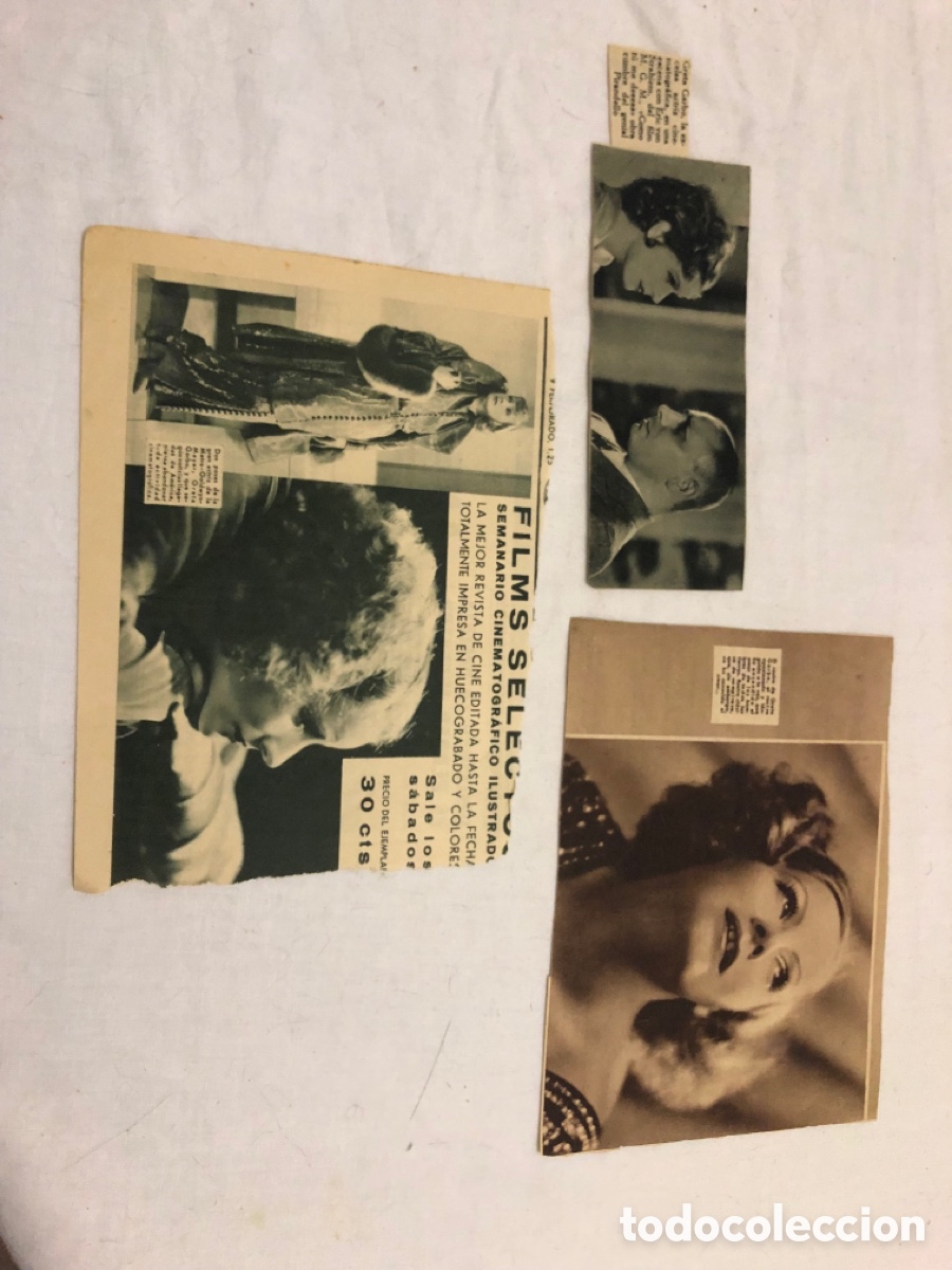 Coleccionismo de Revistas y Peri&oacute;dicos: Lote de tres recortes revistas de la Estrellade Hollywood &ldquo;Greta Garbo&rdquo;