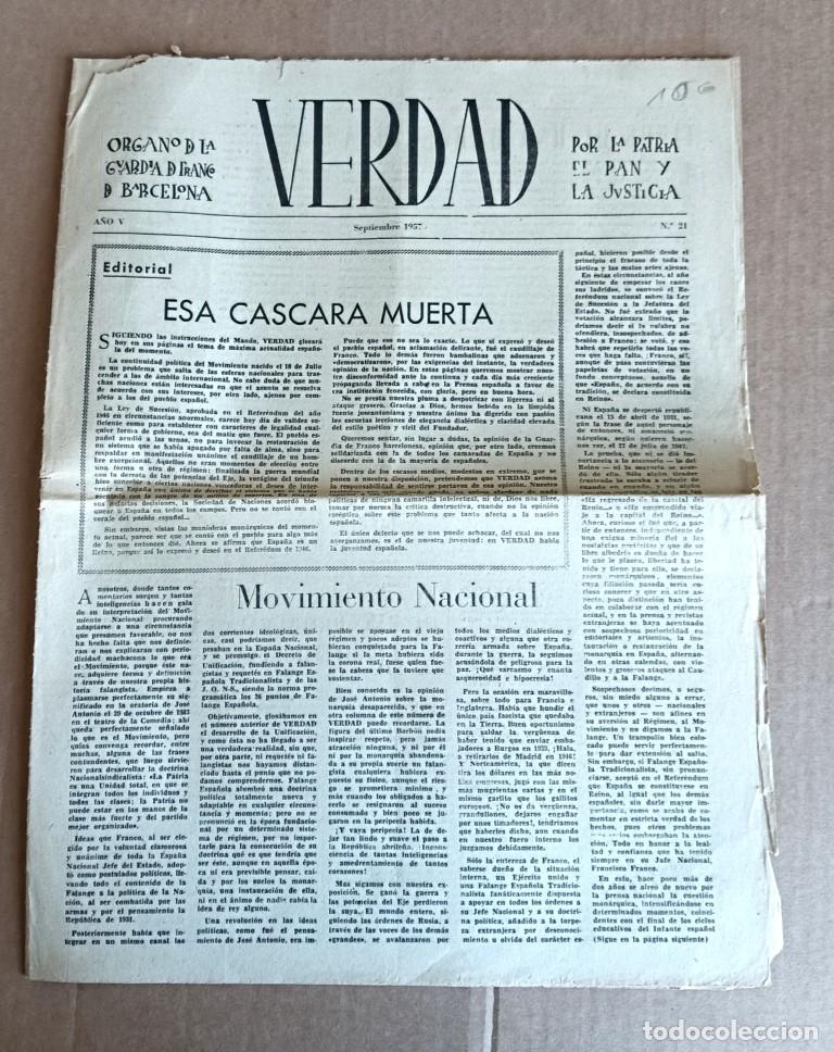 Coleccionismo de Revistas y Peri&oacute;dicos: LA VERDAD &oacute;rgano de la Guardia de Franco de Barcelona por la patria el pan y la justicia 1957