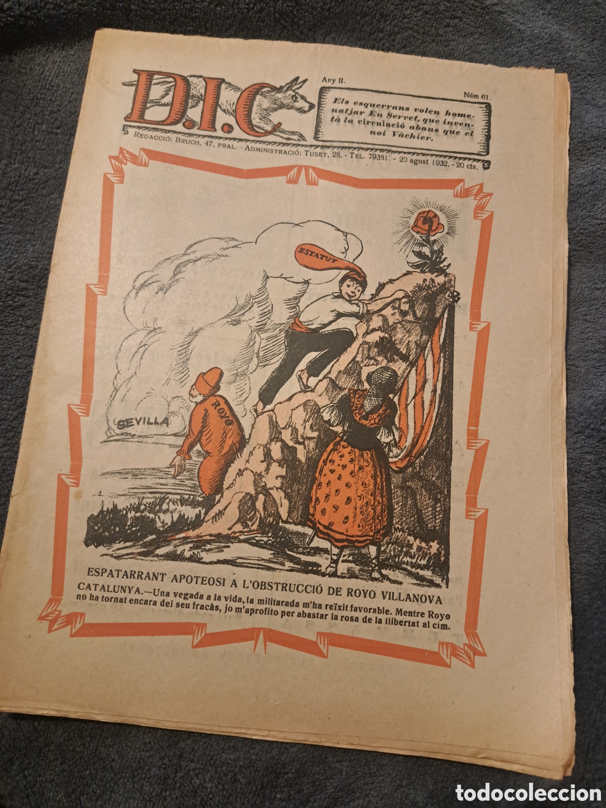 Collection Magazines and Newspapers: REVISTA D.I.C (Defensa Interesos Catalans)- N&deg;61, 20 agost 1932. (2&deg; REP&Uacute;BLICA). DIF&Iacute;CIL!!!!.