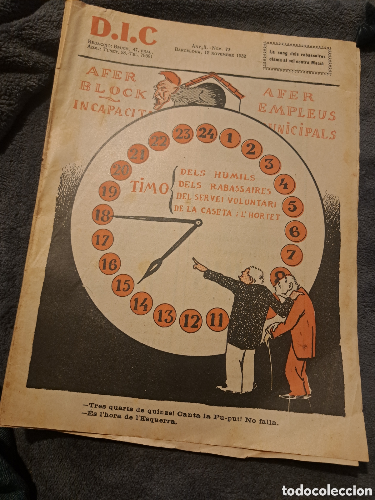 Collection Magazines and Newspapers: REVISTA D.I.C.(Defensa Interesos Catalans)- N&deg;73, 12 novembre 1932. DIF&Iacute;CIL!!!
