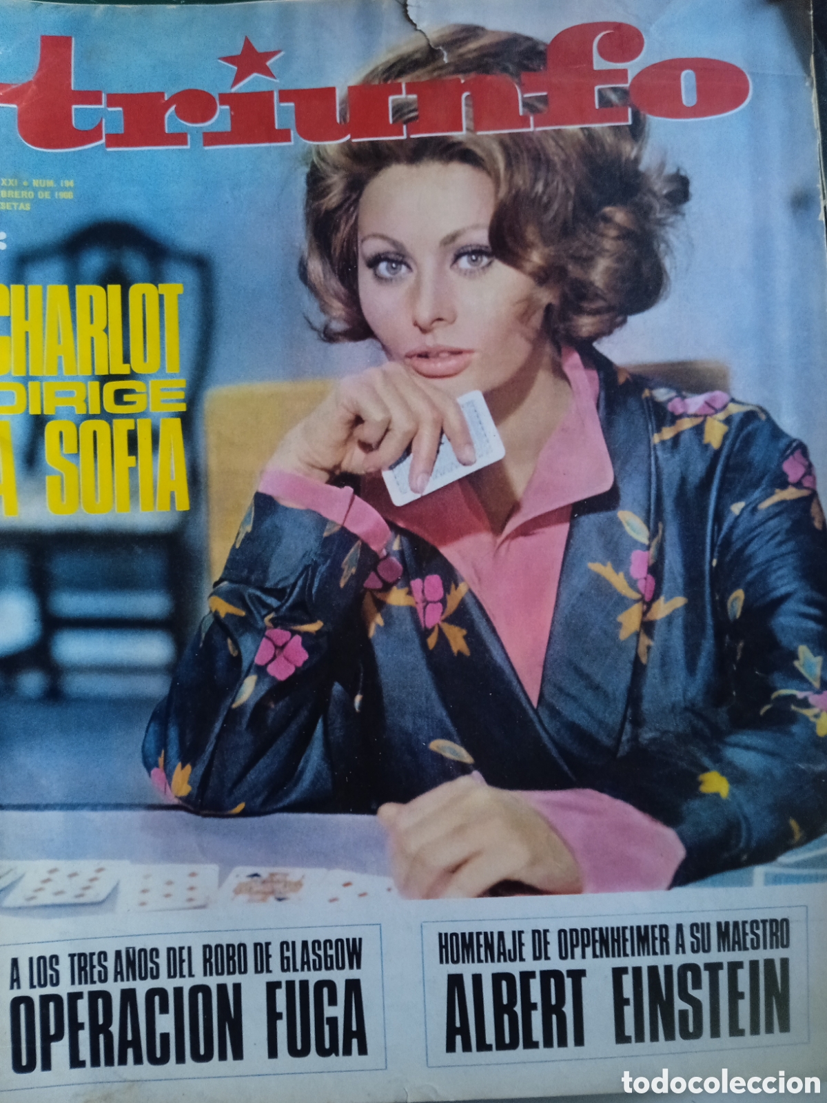 Coleccionismo de Revistas y Peri&oacute;dicos: Revista Triunfo 194 Sofia Loren Charles Chaplin Einstein Oppenheimer