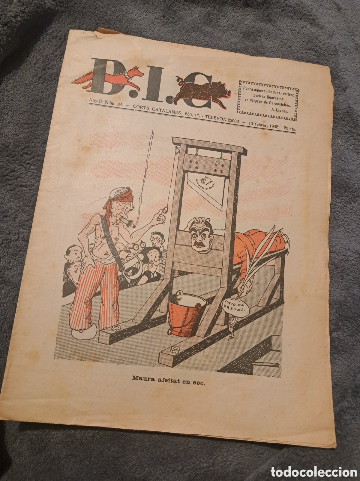 Sammeln von Zeitschriften und Zeitungen: REVISTA D.I.C.(Defensa Interesos Catalans)- N&deg;34, 13 febrer 1932. DIF&Iacute;CIL!!!