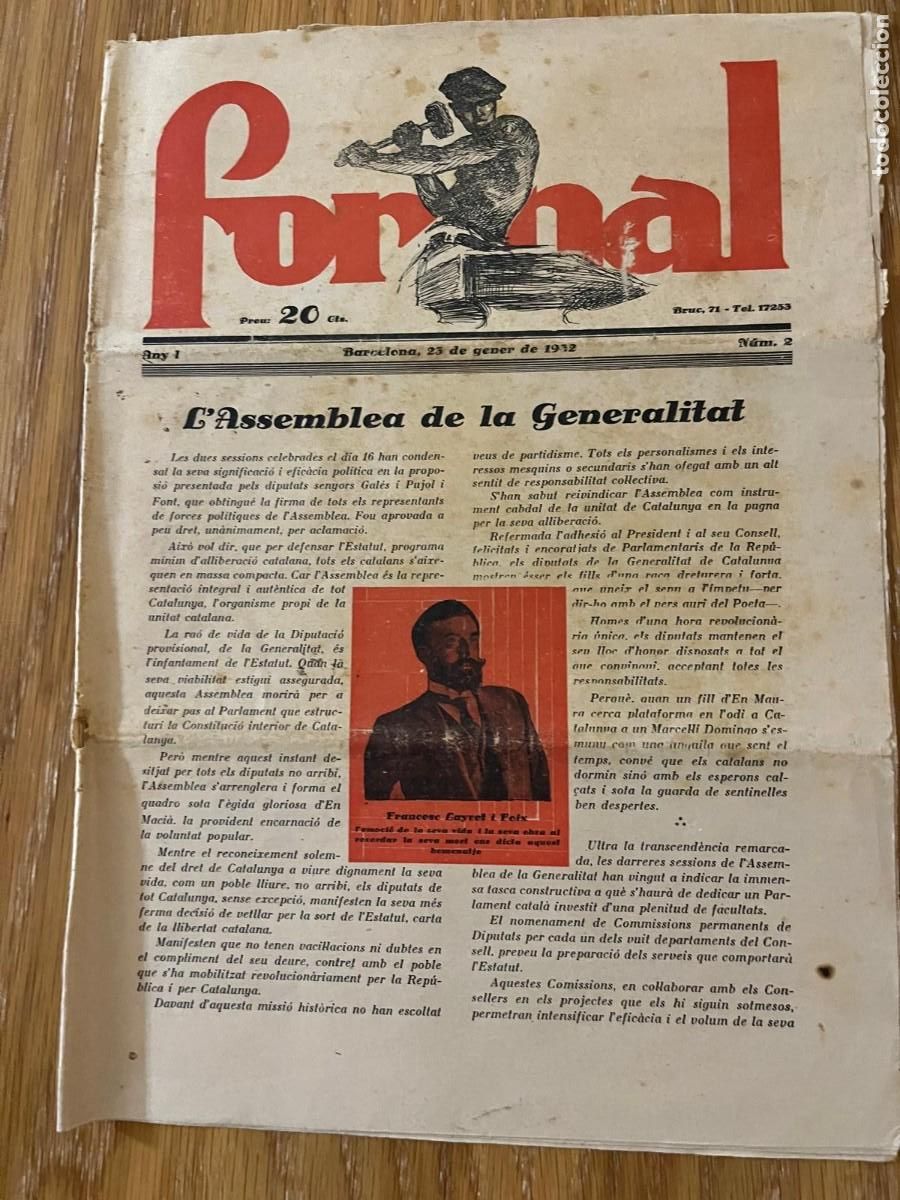 Collection Magazines and Newspapers: revista Fornal Barcelona a&ntilde;o 1 n&ordm; 2 a&ntilde;o 1932 Assemblea de la Generalitat