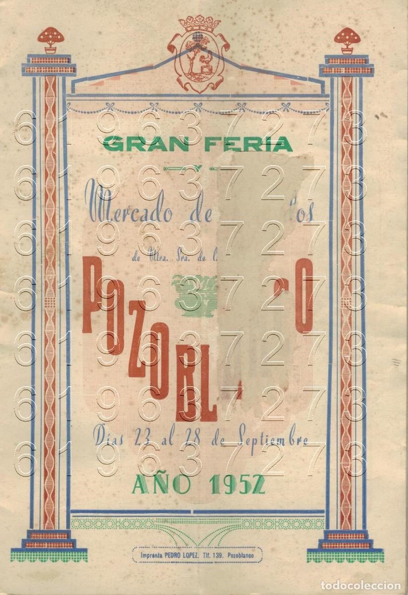 Coleccionismo de Revistas y Peri&oacute;dicos: POZOBLANCO GRAN FERIA 1952 REVISTA UNA HOJA PARCIALMENTE RASGADA VER FOTOS 52PGS U97