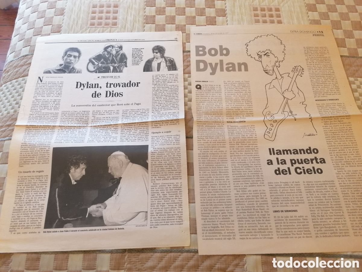 Coleccionismo de Revistas y Peri&oacute;dicos: P&aacute;ginas Prensa Espa&ntilde;a Bob Dylan Actuaci&oacute;n Ante El Papa.Perfil Religioso.Sept/Oct 1997