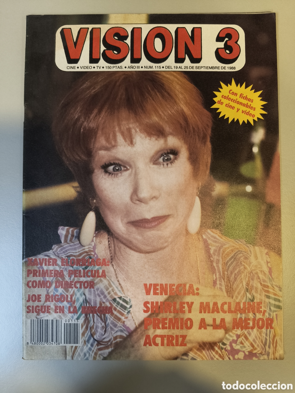 Coleccionismo de Revistas y Peri&oacute;dicos: revista de cine - vision 3 - n&ordm; 115 - septiembre 1988 - Shirley Maclaine -