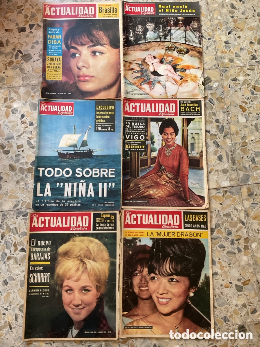 Sammeln von Zeitschriften und Zeitungen: Lote 6 revistas La Actualidad Espa&ntilde;ola 1962-1963 &ndash; Farah Diba, Madame Nhu, Barajas, Sirikit