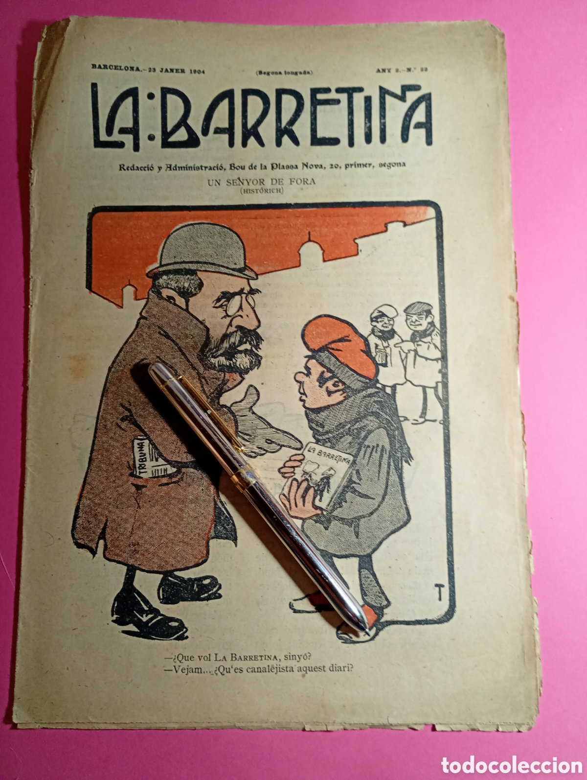 Coleccionismo de Revistas y Peri&oacute;dicos: La Barretina 1904: Gran Caricatura de Canalejas (Firma T). Sat&iacute;rica Pol&iacute;tica Catalana. Enero 1904.