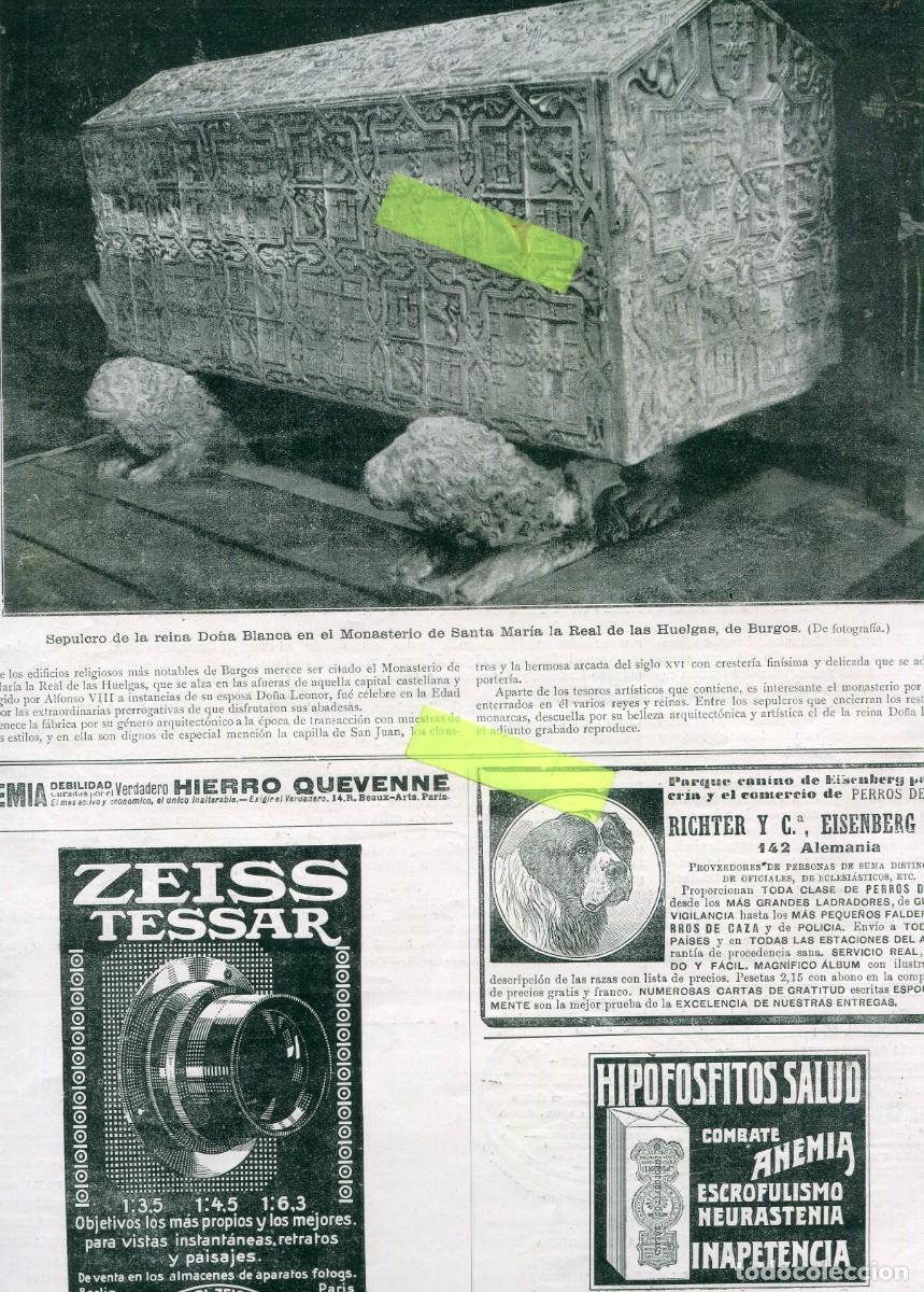 Coleccionismo de Revistas y Peri&oacute;dicos: REVISTA A&Ntilde;O 1914 SEPULCRO DO&Ntilde;A BLANCA MONASTERIO DE SANTA MARIA LA REAL DE LAS HUELGAS