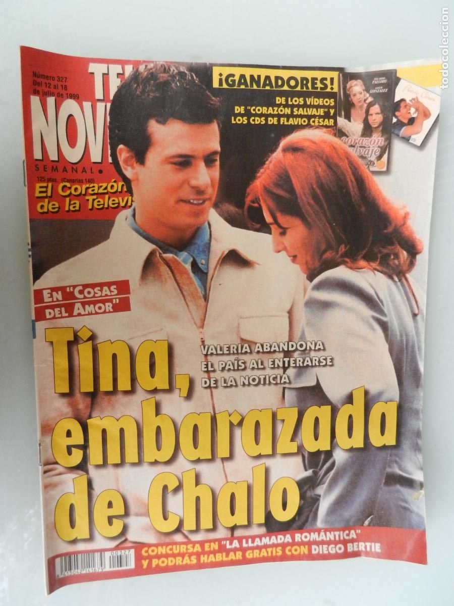 Coleccionismo de Revistas y Peri&oacute;dicos: TELE NOVELA SEMANAL N&ordm; 327- 07-1999 - EL CORAZON DE LA TELE -TINA , EMBARAZADA DE CHOLO