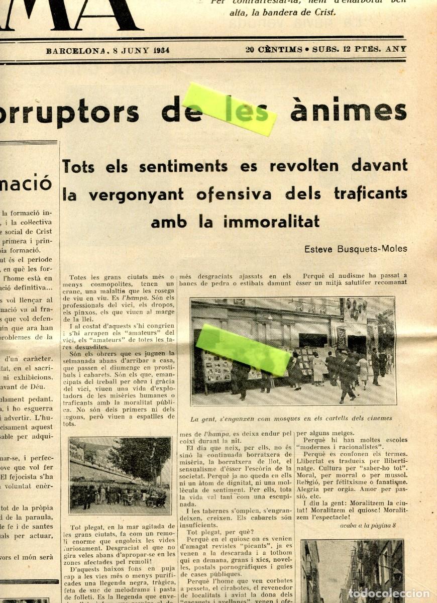 Collezionismo di Riviste e Giornali: DIARI ANY 1934 LA IMMORALITAT DEL CINEMA GRUP TALLAFERRO DE RIPOLL CASTELLTER&Ccedil;OL TOUS CALDERS