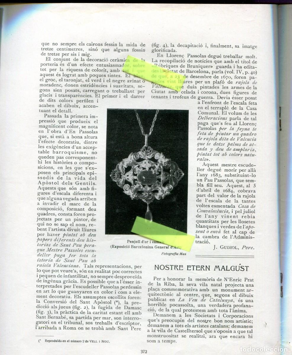 Coleccionismo de Revistas y Peri&oacute;dicos: REVISTA ANY 1918 JOIA PENJOLL D'OR I ESMALT CONTRA EL MONUMENT A PRAT DE LA RIBA A CASTELLTER&Ccedil;OL