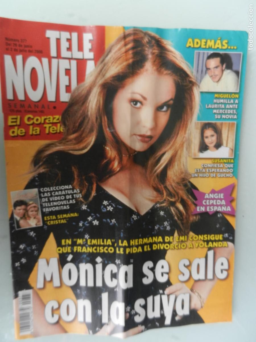 Collectionnisme de Revues et Journaux: TELE NOVELA SEMANAL N&ordm; 377- 07-2000 - EL CORAZON DE LA TELE-M&Oacute;NICA SE SALE CON LA SUYA
