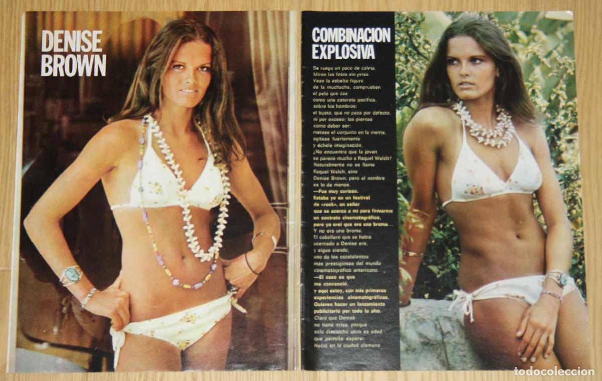 Coleccionismo de Revistas y Peri&oacute;dicos: DENISE BROWN 3 page 1974 magazine clippings germany actress bikini sexy photos recortes