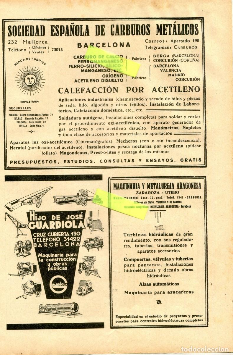 Coleccionismo de Revistas y Peri&oacute;dicos: RECORTE DE PRENSA A&Ntilde;O 1935 MAQUINARIA ARAGONESA FABRICA EN UTEBO ZARAGOZA TURBINAS HIDRAULICAS