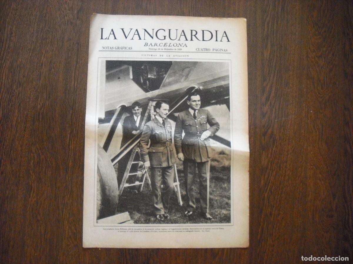 Colecionismo de Revistas e Jornais: LA VANGUARDIA , DICIEMBRE 1929, VICTIMAS DE LA AVIACION , 2 MILITARES INGLESES 4 PAGS