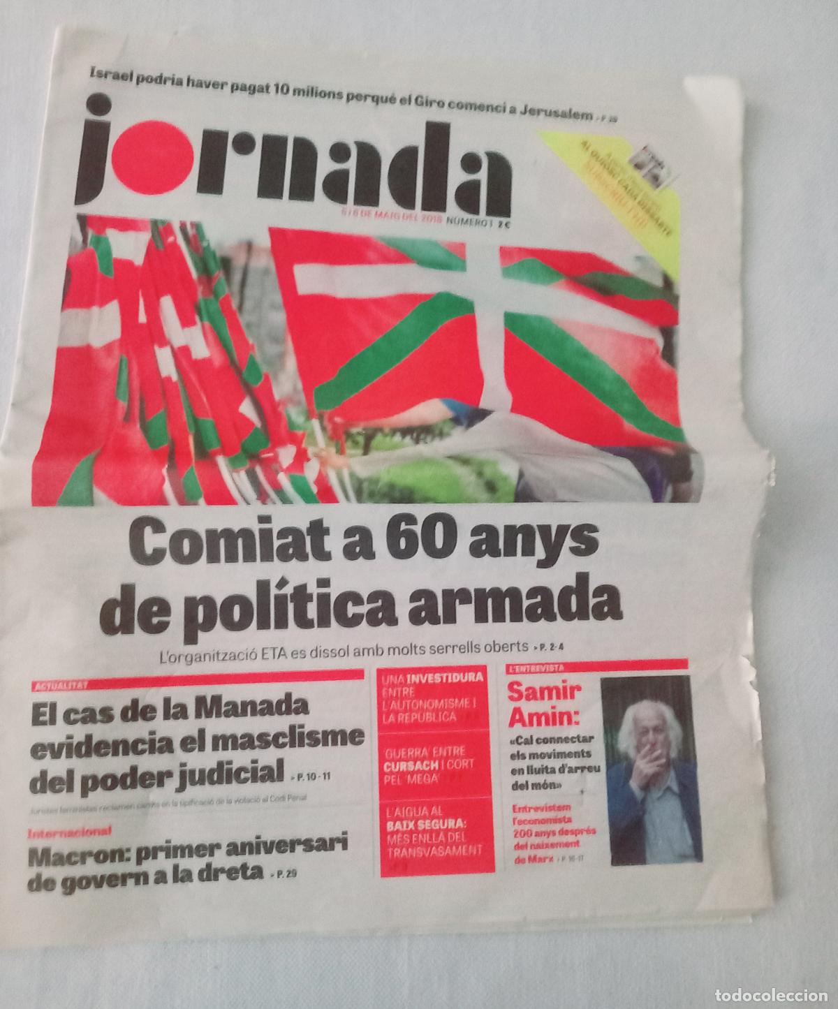 Coleccionismo de Revistas y Peri&oacute;dicos: Jornada.n&uacute;m.1. 5 i 6 de maig 2018. Setmanari.