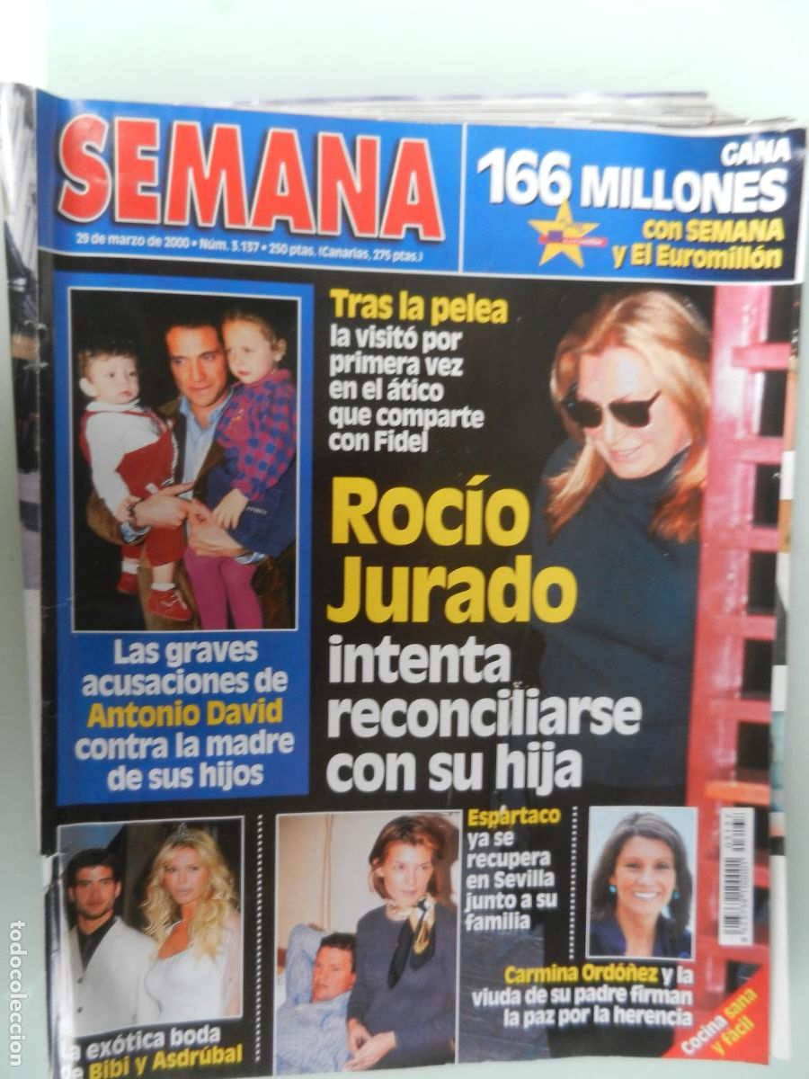 Coleccionismo de Revistas y Peri&oacute;dicos: SEMANA REVISTA N&ordm; 3137- 03-2000 - ROCIO JURADO INTENTA RECONCILIARSE CON SU HIJA - CARMINA ORDO&Ntilde;EZ