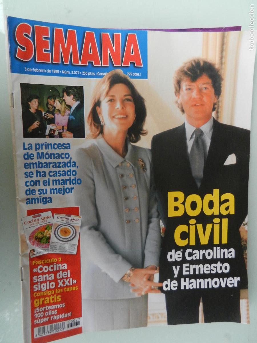 Coleccionismo de Revistas y Peri&oacute;dicos: SEMANA REVISTA N&ordm; 3077- 02-1999 - BODA CIVIL - CAROLINA Y ERNESTO HANNOVER