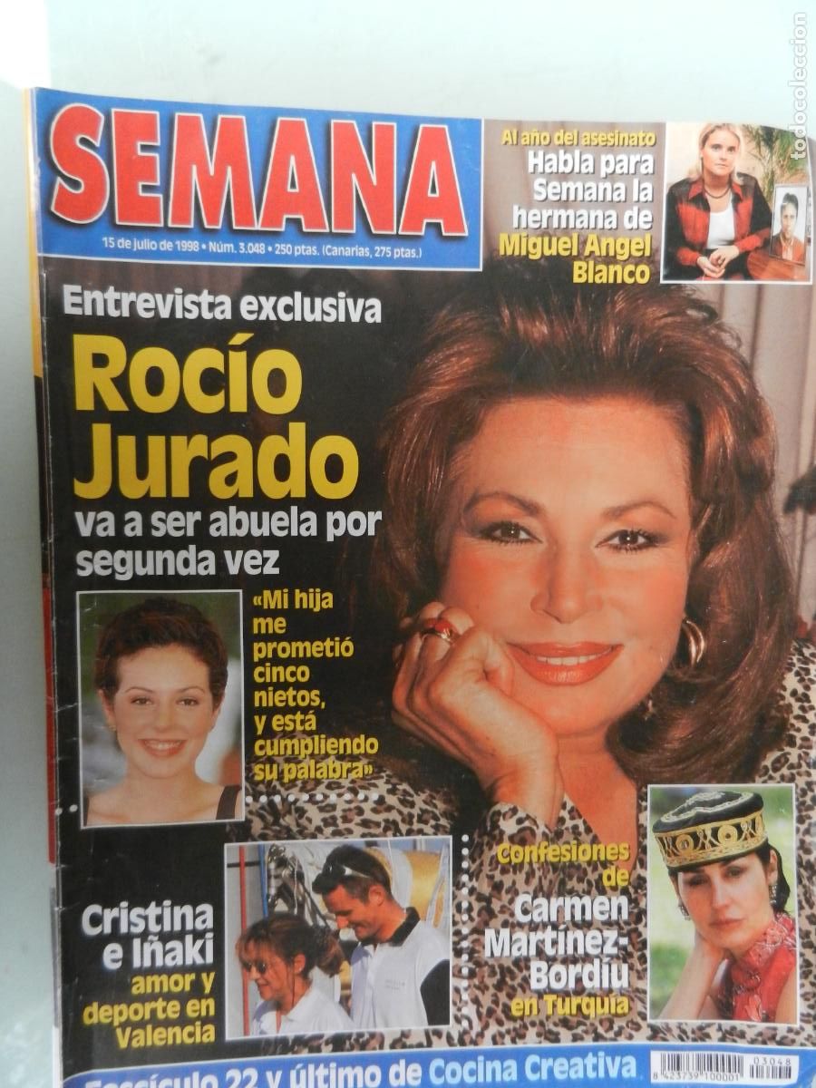 Coleccionismo de Revistas y Peri&oacute;dicos: SEMANA REVISTA N&ordm; 3048 - 07-1998- ROCIO JURADO - ENTREVISTA - CARMEN MARTINEZ BORDIU -