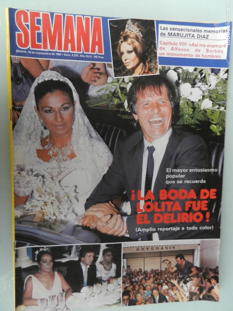 Coleccionismo de Revistas y Peri&oacute;dicos: SEMANA REVISTA N&ordm; 2273- 09-1983- &iexcl; LA BODA DE LOLITA FUE EL DELIRIO! MARUJITA DIAZ