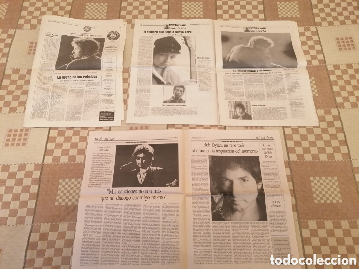 Coleccionismo de Revistas y Peri&oacute;dicos: P&aacute;ginas Prensa Espa&ntilde;a Concierto Bob Dylan M&eacute;rida Julio 1993.Incluye Especial De 13 P&aacute;ginas