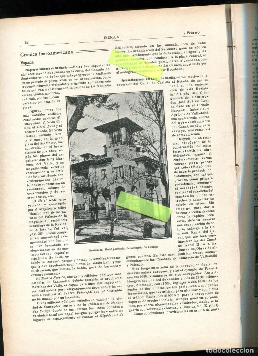 Coleccionismo de Revistas y Peri&oacute;dicos: REVISTA IBERICA 314 A&Ntilde;O 1920 TELEFONIA RURAL TELEFONO TRICERATOPS FOSILES WYOMING CANAL DE CASTILLA