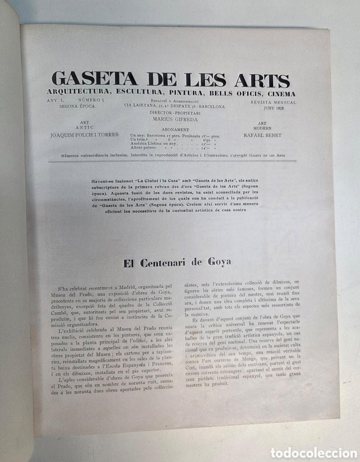Coleccionismo de Revistas y Peri&oacute;dicos: GASETA DE LES ARTS. 1928-1930. 14 n&uacute;meros. 1 Tomo