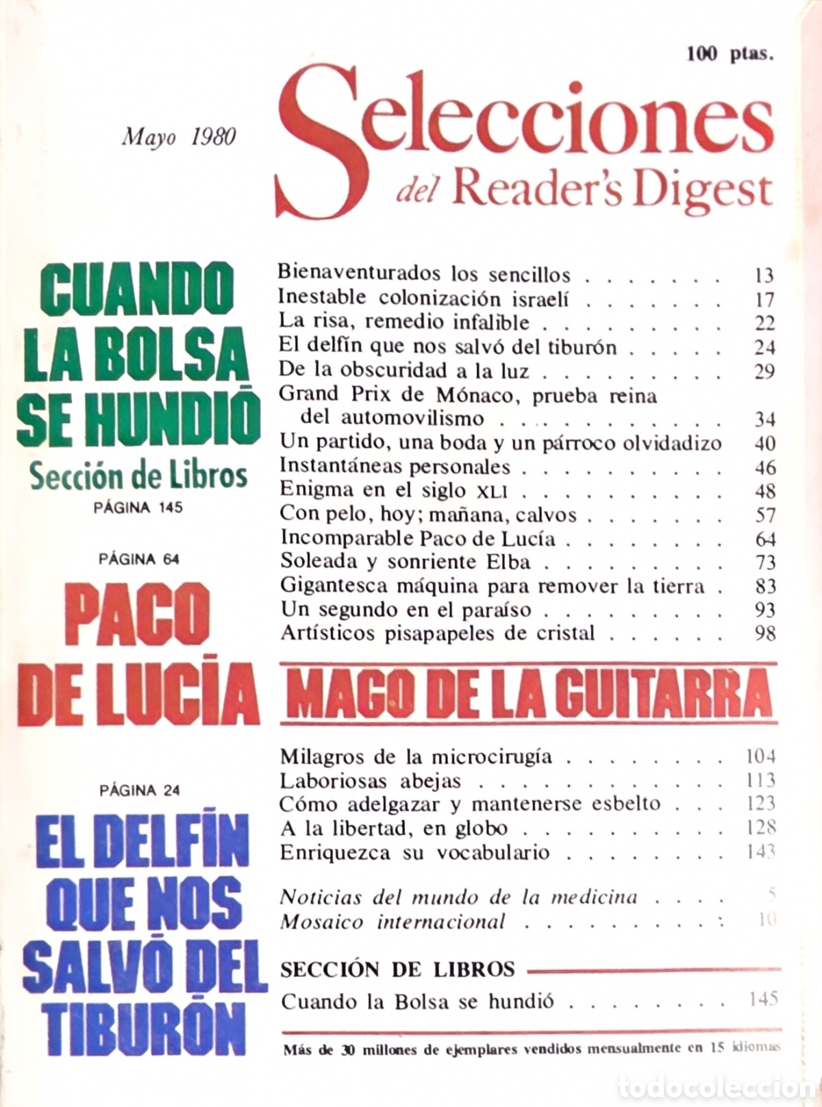 Coleccionismo de Revistas y Peri&oacute;dicos: Revista Selecciones del Reader's Digest - Mayo 1980 - Especial Paco de Luc&iacute;a