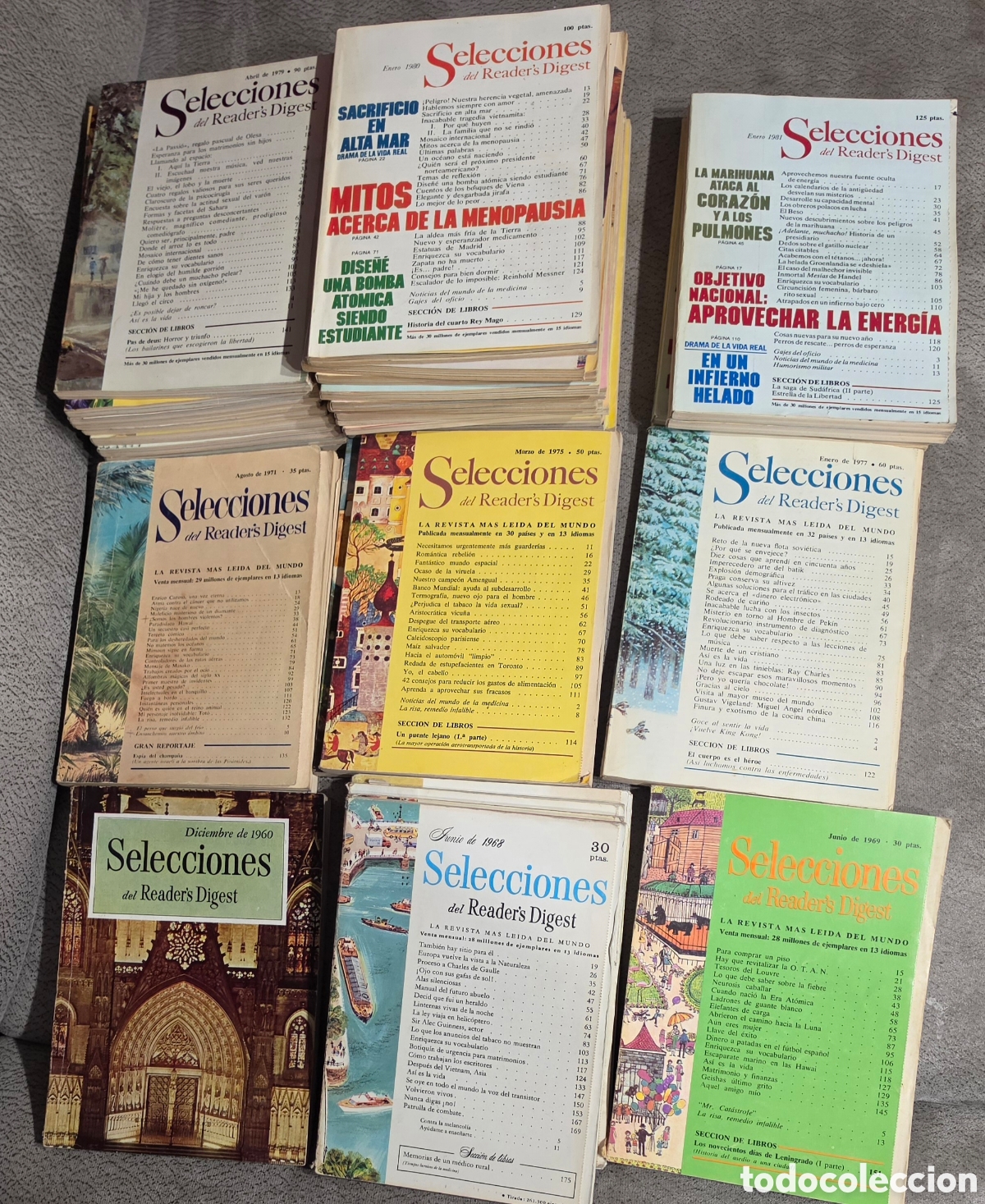 Collectionnisme de Revues et Journaux: ​Lote 36 Revistas Selecciones Reader's Digest (1960-1981) - Incluye 2 A&ntilde;os Correlativos Completos