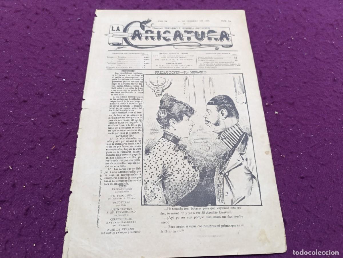 Sammeln von Zeitschriften und Zeitungen: 1886, Antigua Revista La Caricatura, N&ordm; 69, unos 35 x 24 cms.