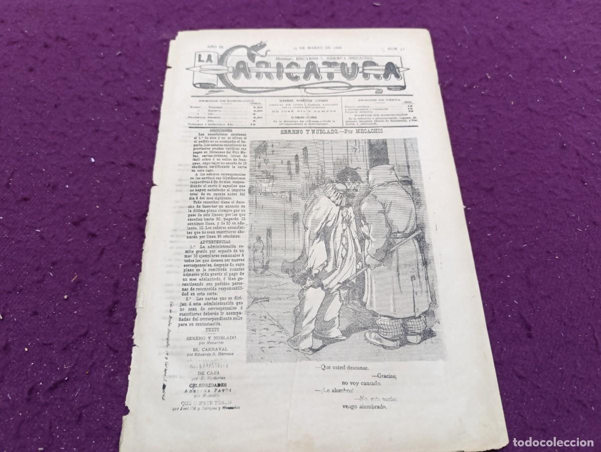 Coleccionismo de Revistas y Peri&oacute;dicos: 1886, Antigua Revista La Caricatura, N&ordm; 72, unos 35 x 24 cms.