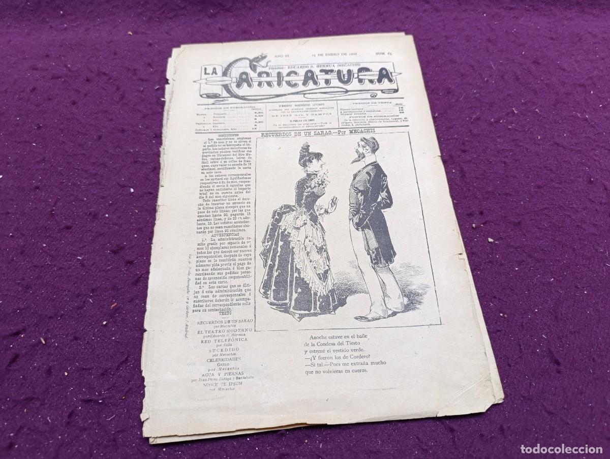 Coleccionismo de Revistas y Peri&oacute;dicos: 1886, Antigua Revista La Caricatura, N&ordm; 65, unos 35 x 24 cms.