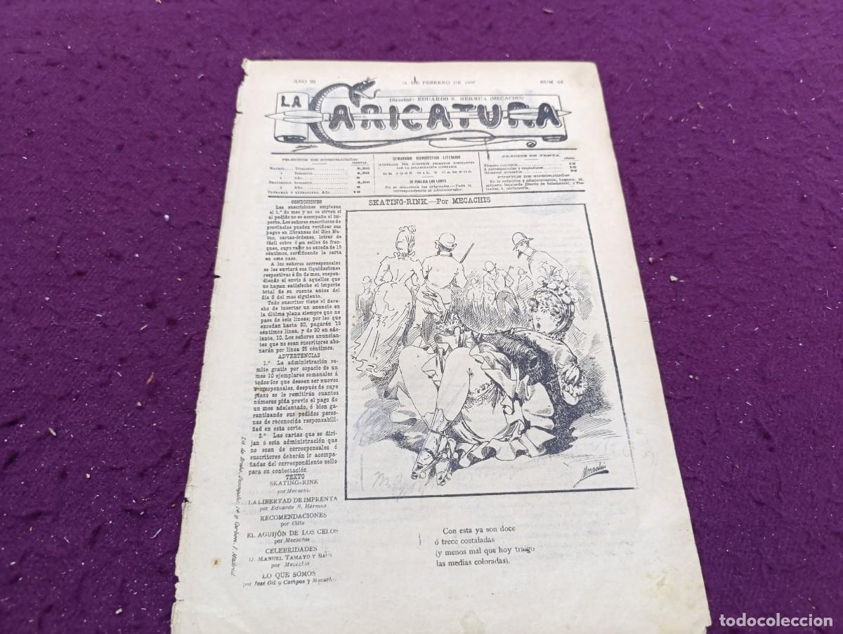 Coleccionismo de Revistas y Peri&oacute;dicos: 1886, Antigua Revista La Caricatura, N&ordm; 68, unos 35 x 24 cms.