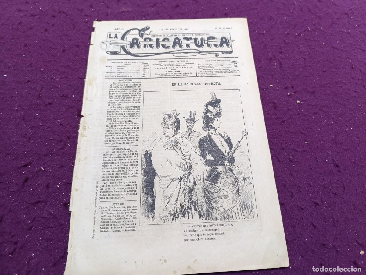 Coleccionismo de Revistas y Peri&oacute;dicos: 1886, Antigua Revista La Caricatura, N&ordm; 75, unos 35 x 24 cms.