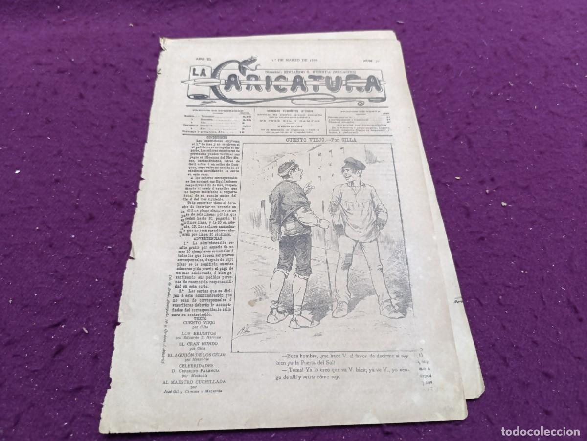Coleccionismo de Revistas y Peri&oacute;dicos: 1886, Antigua Revista La Caricatura, N&ordm; 70, unos 35 x 24 cms.