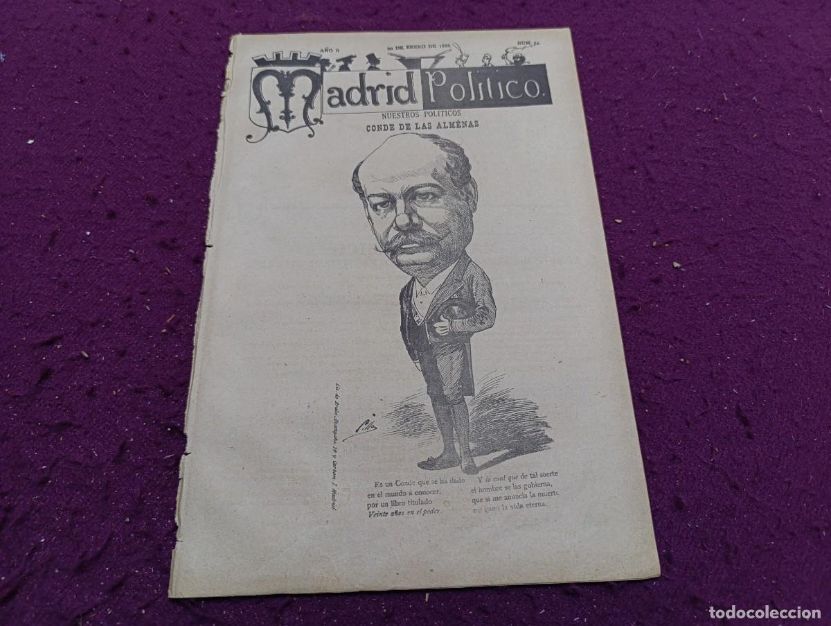 Collectionnisme de Revues et Journaux: 1886, Antigua Revista Madrid Pol&iacute;tico, N&ordm; 34, unos 35 x 24 cms.