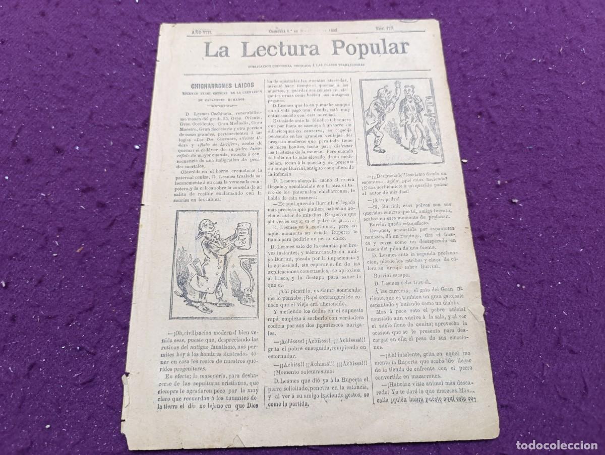 Coleccionismo de Revistas y Peri&oacute;dicos: 1890, Orihuela, Antigua Revista La Lectura Popular, N&ordm; 173, unos 30 x 22 cms.