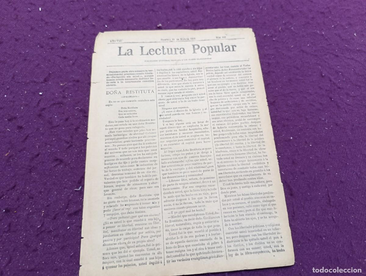 Coleccionismo de Revistas y Peri&oacute;dicos: 1890, Orihuela, Antigua Revista La Lectura Popular, N&ordm; 162, unos 30 x 22 cms.