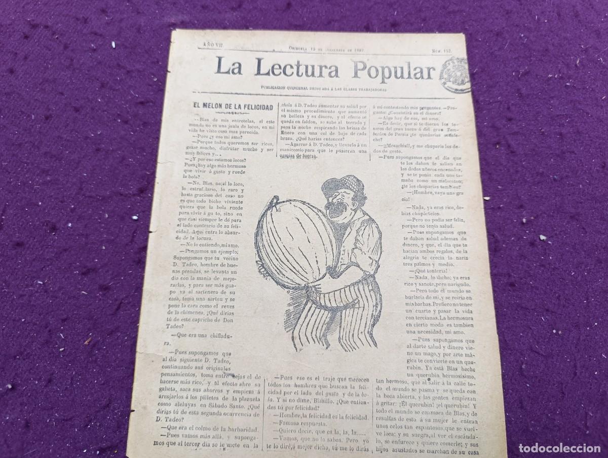 Coleccionismo de Revistas y Peri&oacute;dicos: 1889, Orihuela, Antigua Revista La Lectura Popular, N&ordm; 132, unos 30 x 22 cms.