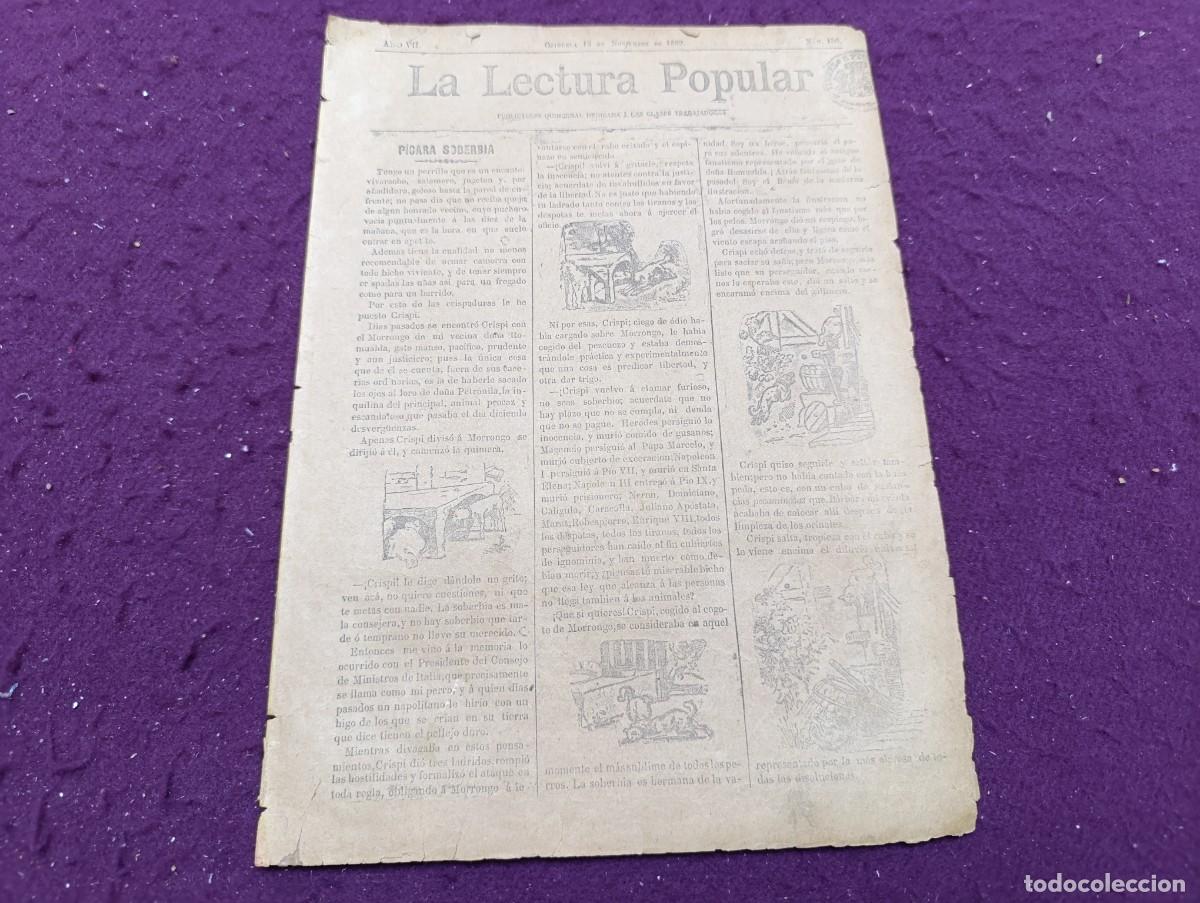 Coleccionismo de Revistas y Peri&oacute;dicos: 1889, Orihuela, Antigua Revista La Lectura Popular, N&ordm; 130, unos 30 x 22 cms.