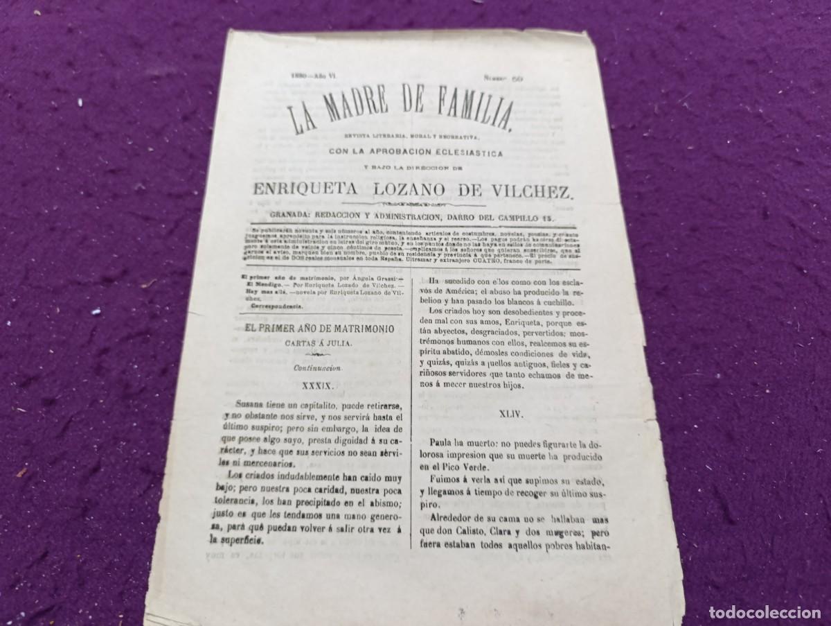 Coleccionismo de Revistas y Peri&oacute;dicos: 1880, Granada, Antigua Revista La Madre de Familia, N&ordm; 59, unos 32 x 22 cms.