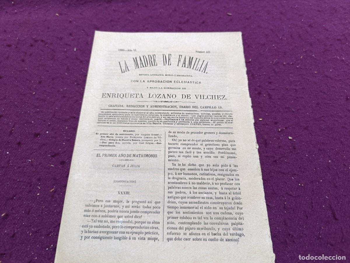 Coleccionismo de Revistas y Peri&oacute;dicos: 1880, Granada, Antigua Revista La Madre de Familia, N&ordm; 48, unos 32 x 22 cms.
